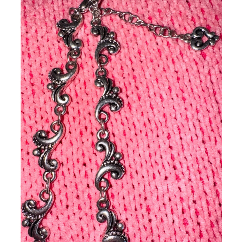 Vintage Brighton Necklace Silver Tone Flower 16"-18" - Picture 3 of 8